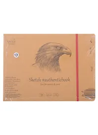 Скетчбук 24,5*17,8см 24л "SMLT Art Kraft authenticbook", на резинке, 90г/м2, крафт, сшивка