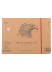 Скетчбук 24,5*17,8см 24л "SMLT Art Kraft authenticbook", на резинке, 90г/м2, крафт, сшивка