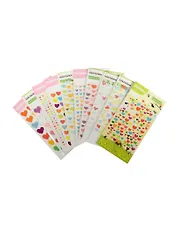 Наклейки объемные Радужные сердечки (2-141/02) (10 видов) (упаковка)