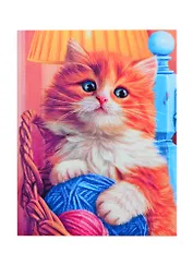 Алмазная мозаика квадратная 17x22 (класс.) с подр.,с полн.зап. (24 цв.) Котенок с клубками (Арт. F1-004)