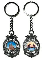 Сувенир, Акм,  Брелок-якорь-тросик "Спас-на-Крови-Разводной мост", цвет черный жемчуг