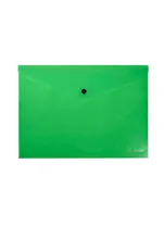 Папка-конверт А4 "Neon" на кнопке, пластик, зеленая, Erich Krause