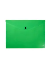 Папка-конверт А4 "Neon" на кнопке, пластик, зеленая, Erich Krause