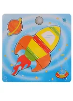 Деревянная пазл-рамка фигурная Рыжий кот Ракета (окраш. рамка) 15х15см G281