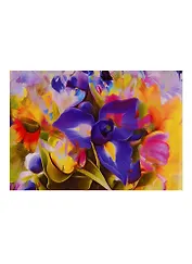 Алмазная мозаика ТМ Рыжий Кот (блестящ.) 30*40см Красивые сиреневые и желтые цветы, на подрамнике ST592)