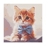 Картина-раскраска по номерам «Малыши. Котёнок с бантом», 30 х 30 см, 20 цветов, Рыжий Кот