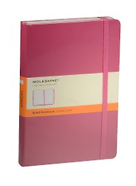 Книга для записей А5 120л лин. "Classic Large" розовая, жесткая обложка, резинка, Moleskine