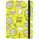 Скетчбук А5 80л "Лимоны" 70г/м2, кремовая бумага, тв. переплет, резинка