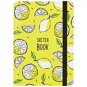 Скетчбук А5 80л "Лимоны" 70г/м2, кремовая бумага, тв. переплет, резинка