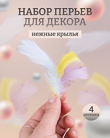 Набор (2шт) Перья декоративные пушистые микс пастельный (11-0815-7925) (упаковка)