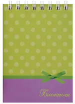 Блокнот А7 40 листов "Горошек на зеленом"