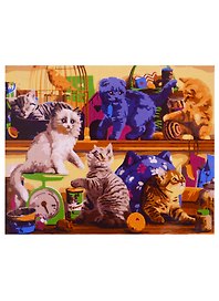 Картина-раскраска по номерам «Игривые котята», 30 х 40 см, 20 цветов, Рыжий Кот