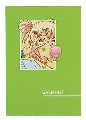 Записная книжка А6 40л "Аниме. Салатовый" инт.переплет, диз.блок, софт-тач, офсет