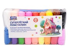 Суперлёгкий пластилин (масса для лепки), 18 цветов по 13 г, пластиковые стеки 3 шт в комплекте, ОПП-упаковка