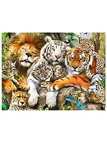 Алмазная мозаика MAZARI Большие кошки 30х40см (рама 33х43см) частичная выкладка, стразы разного размера