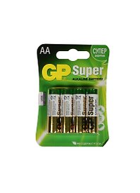 Элементы питания 4 штуки, GP «Super Alkaline», LR06, AA, Duracell