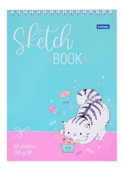 Скетчбук А5 32л "Приключения кота Пирожка" 160г/м2, тв. переплет