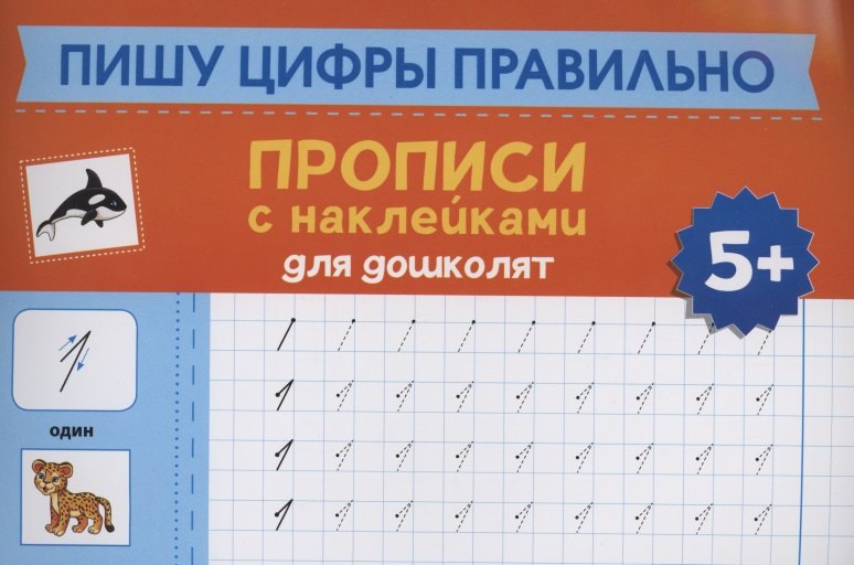 

Пишу цифры правильно: прописи с наклейками для дошколят: 5+