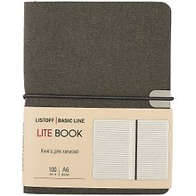 Записная книжка «Lite Book. Графитовый» А6, 100 листов в линейку, экокожа, Listoff