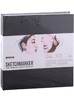 Скетчбук 21*21см 50л "SKETCHMARKER THE MIRROR", 220г/м2, 7БЦ, черная бумага