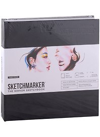 Скетчбук 21*21см 50л "SKETCHMARKER THE MIRROR", 220г/м2, 7БЦ, черная бумага