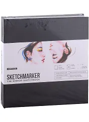 Скетчбук 21*21см 50л "SKETCHMARKER THE MIRROR", 220г/м2, 7БЦ, черная бумага