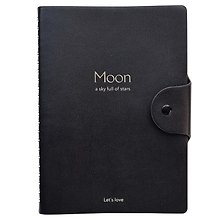 Тетрадь А5 96л кл. "Universe" черный, иск.кожа, мягк.переплет, полускр.спираль, кнопка