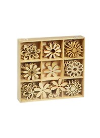 Набор деревянных элементов для творч. Цветы (DT-005) (45шт) (Рукоделие) (коробка)