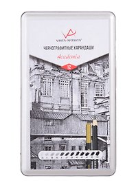 Карандаши чернографитные "VISTA-ARTISTA" Academia, 12шт, мет.коробка, ВКФ