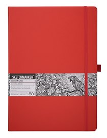Скетчбук 21*29.7 80л "Sketchmarker" красный, 140г/м2, слоновая кость, тв.обл
