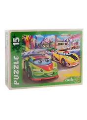 Пазл Состязание машинок Рыжий кот Макси-пазлы 15 элементов  ПУ15-0455