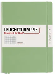 Книга для записей A4+, 61 лист в клетку "Master Slim", твердая обложка, шалфей, Leuchtturm1917