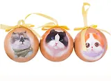 Набор елочных шаров НГ Котики-пушистики (3 шт) (пластик) (7,5 см) (ПВХ Бокс)