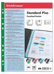 Папка-вкладыш А4 10шт "Fizzy Clear" 40мкм, прозрачный, зеленая полоса, ErichKrause