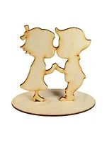 Фигурки для интерьера Мальчик с девочкой на подставке (141505) (140х80х131мм) (Игрушка из дерева)