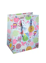 Пакет подарочный бумажный А5 18*23*10 "Совы. Owls", бирюзовый, мат. ламинат, Хансибэг