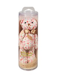 Игрушка мягкая в тубусе Медведь роза (15х7х5 см) (A180)