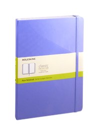 Книга для записей А5+, 96 листов, нелинованная "Classic Xlarge", твердая обложка, голубая гортензия, резинка, ляссе, Moleskine