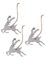 Заготовки Олень серебристый 3шт с подвесом на бечевке, 7,7 х 7,5 х 0,8 см ( дерево)