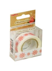 Бумажная клейкая лента с принтом Снежинки красные (SCB4905023) (15мм х 8м) (упаковка)