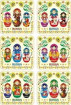 Сувенир АКМ Набор плакеток Три матрешки, беж, 6 шт