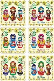 Сувенир АКМ Набор плакеток Три матрешки, беж, 6 шт