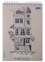 Скетчбук А5 32л "Сказочный домик" крафт бумага 170г/м2, тв.подложка, гребень