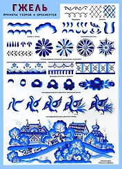 Гжель. Примеры узоров и орнаментов 50 х 69