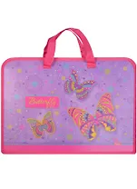 Папка для тетрадей А4 на молнии с трех сторон  "Butterfly" с ручкой