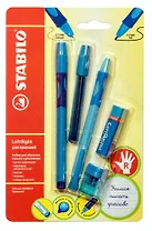 Набор канцелярский для правшей: шар.ручка, механ.карандаш, грифель, ластик, точилка STABILO LeftRight