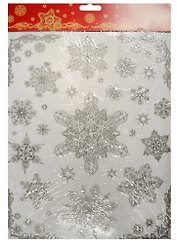 Новогоднее оконное украшение Снежинки серебряные 4 (30х38)