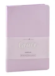 Записная книжка А6- 80л кл. "Graсe" лавандовый туман, иск.кожа, ляссе, инд.уп.