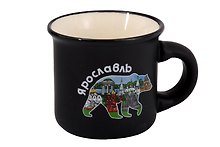 Кружка фарфор маленькая Медведь (Черная) (Ярославль) (75мл) (065-9-M-27M-BL)