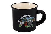 Кружка фарфор маленькая Медведь (Черная) (Ярославль) (75мл) (065-9-M-27M-BL)